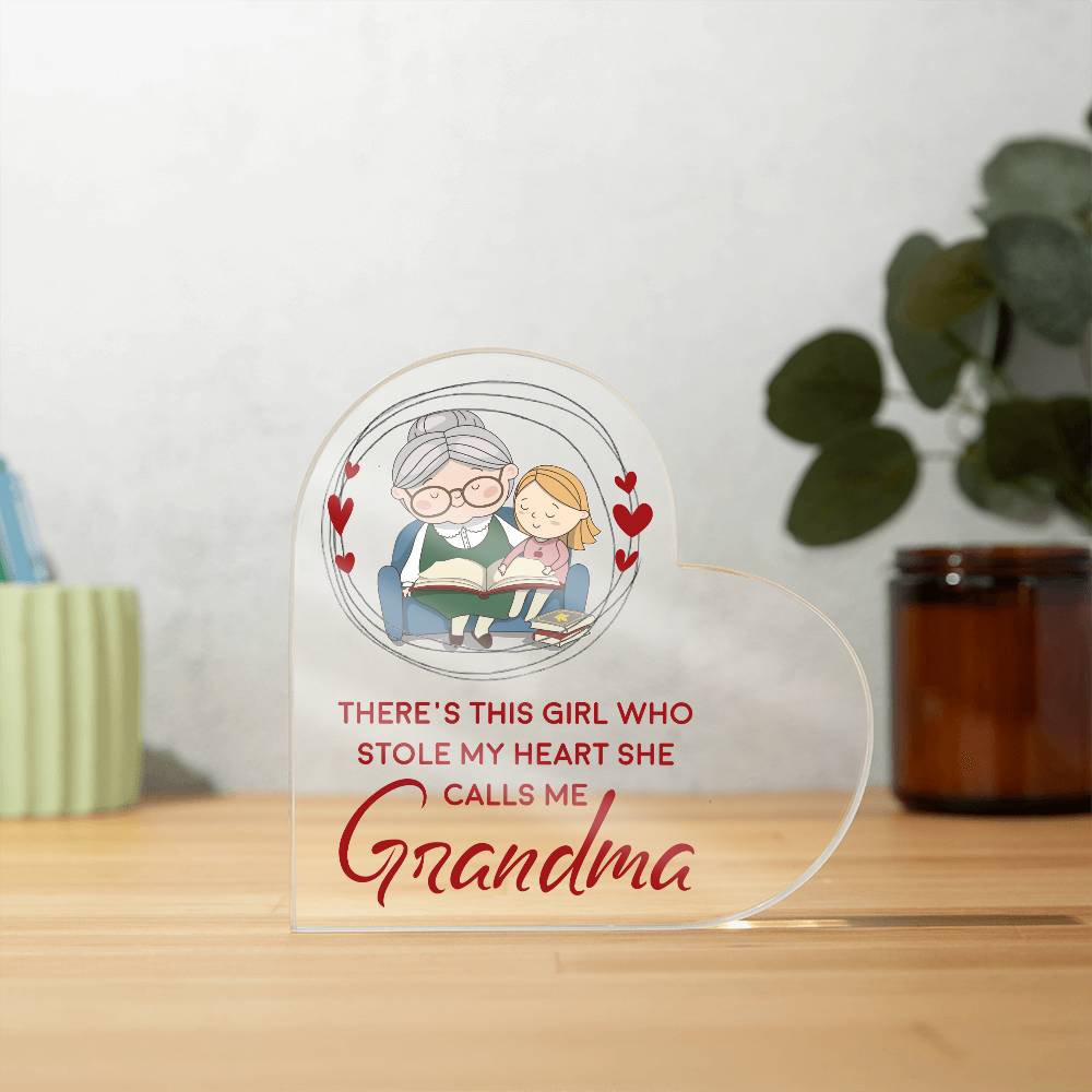 There's This Girl Who Stole My Heart She Calls Me Grandma Heart Acrylic Plaque