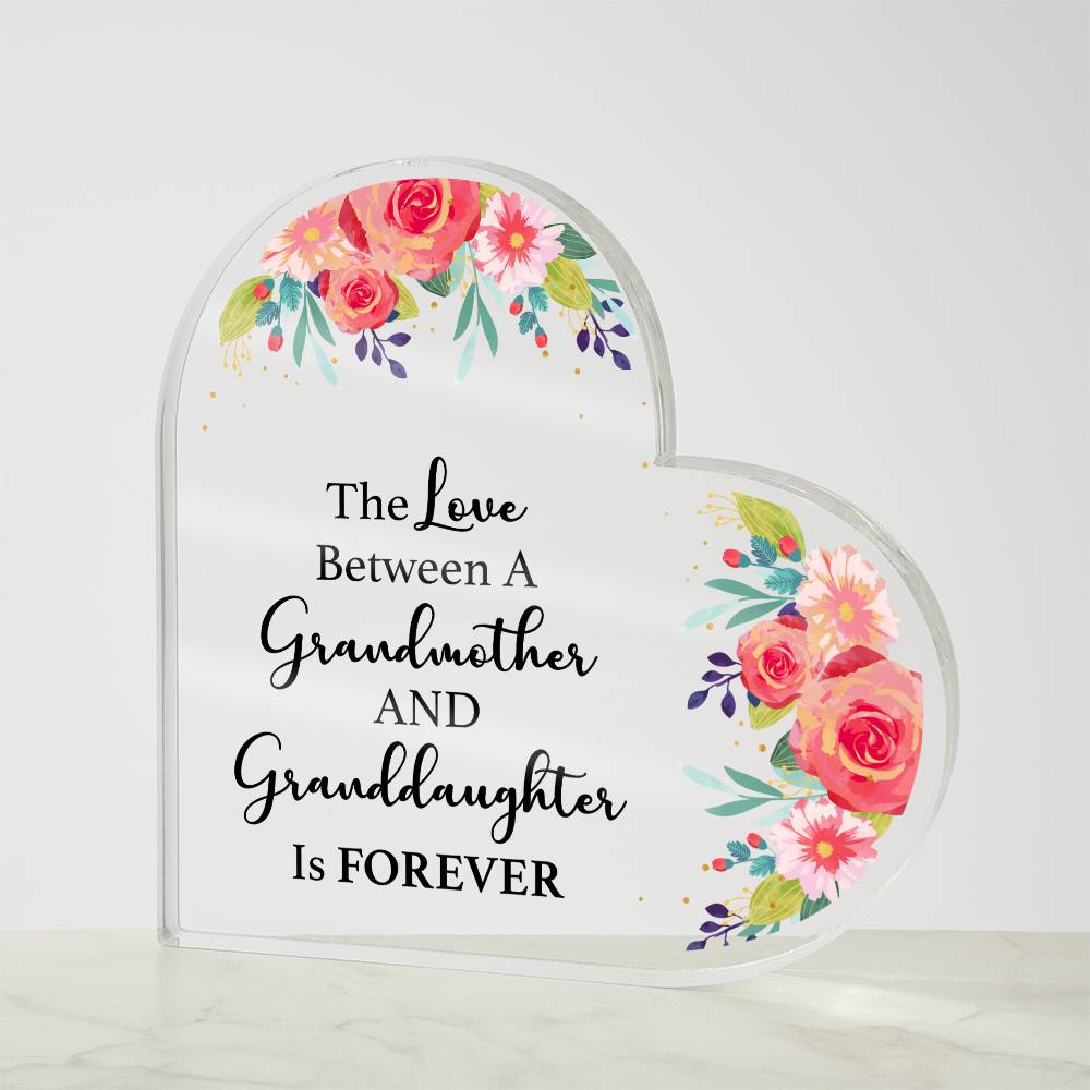 The Love Between a Grandmother and Granddaughter is Forever Heart Acrylic Plaque