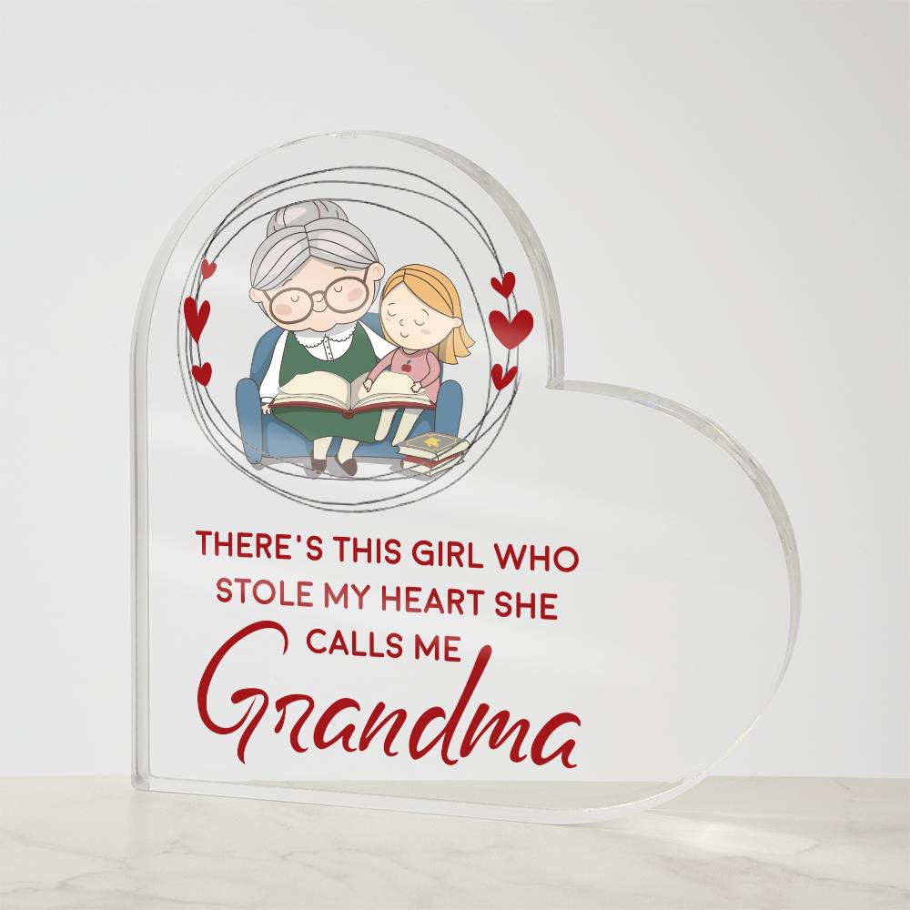 There's This Girl Who Stole My Heart She Calls Me Grandma Heart Acrylic Plaque