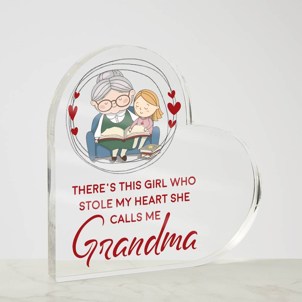 There's This Girl Who Stole My Heart She Calls Me Grandma Heart Acrylic Plaque