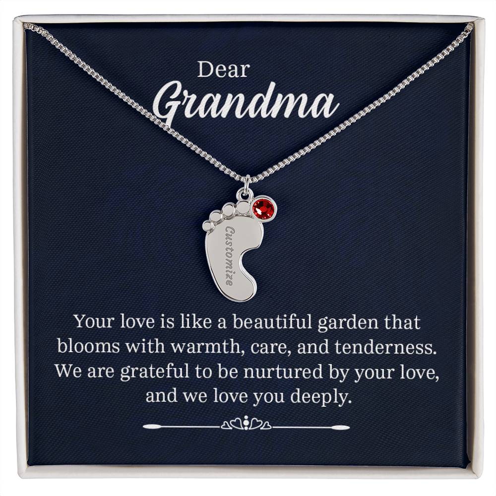 Grandma Baby Feet with birthstone and message card