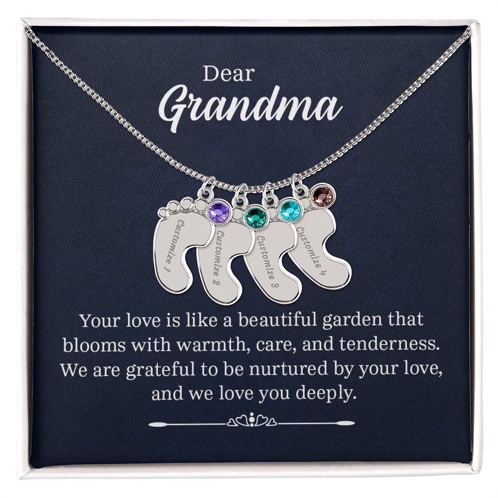 Grandma Baby Feet with birthstone and message card