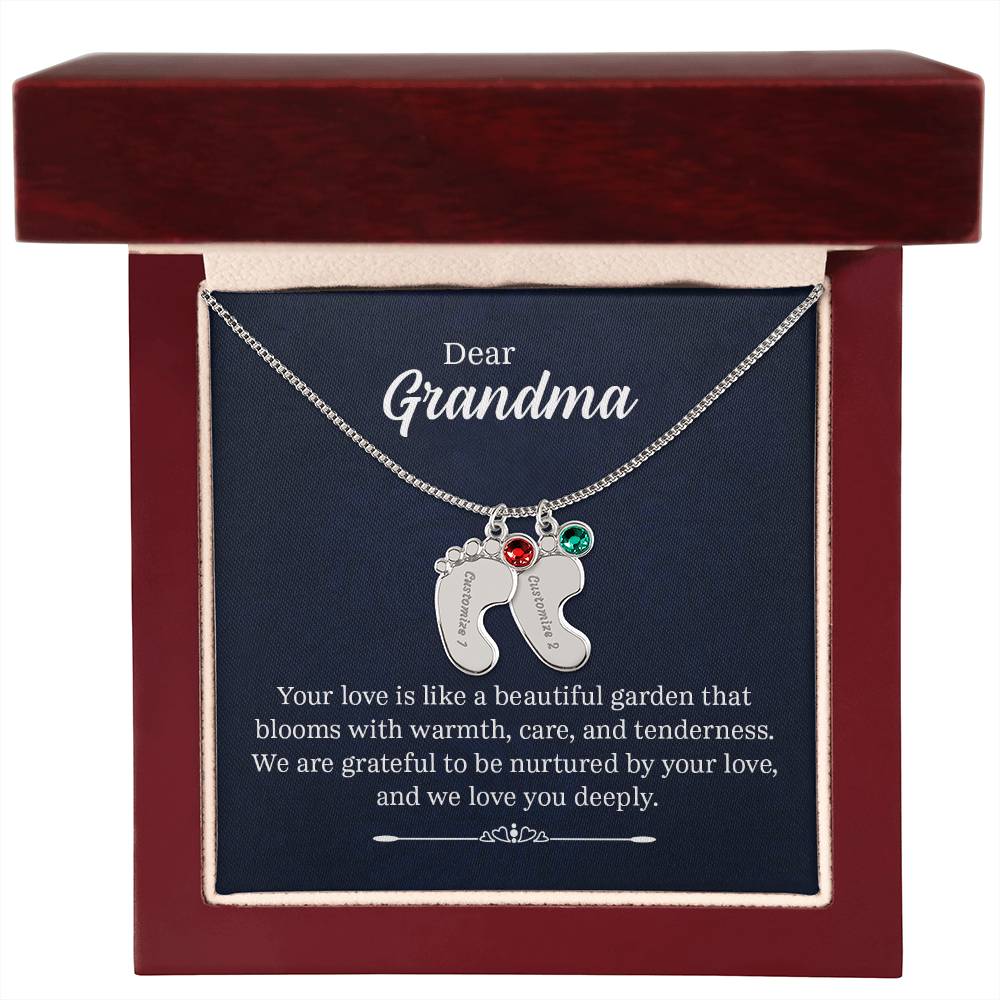 Grandma Baby Feet with birthstone and message card