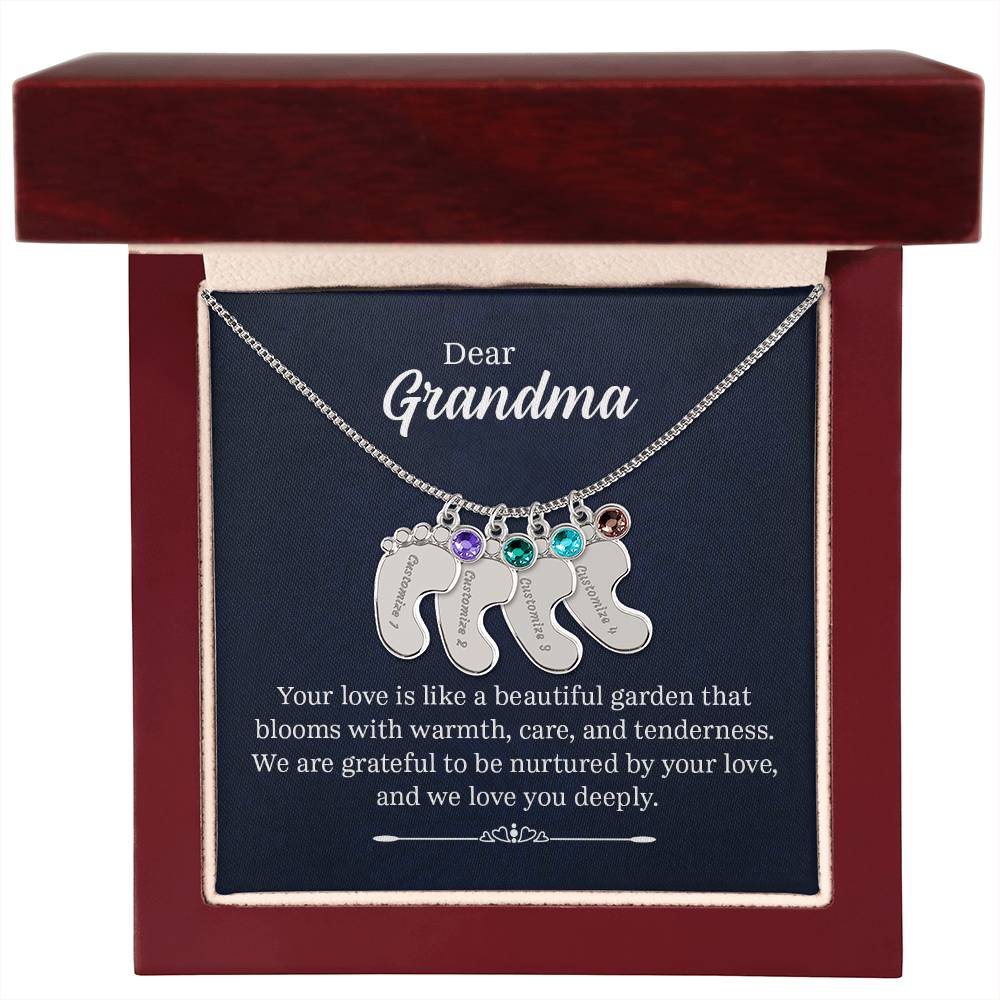 Grandma Baby Feet with birthstone and message card