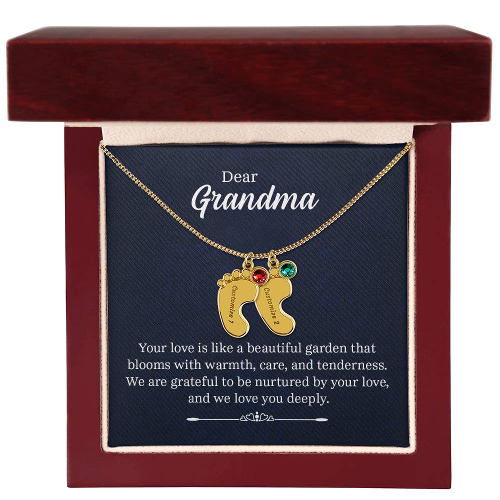 Grandma Baby Feet with birthstone and message card