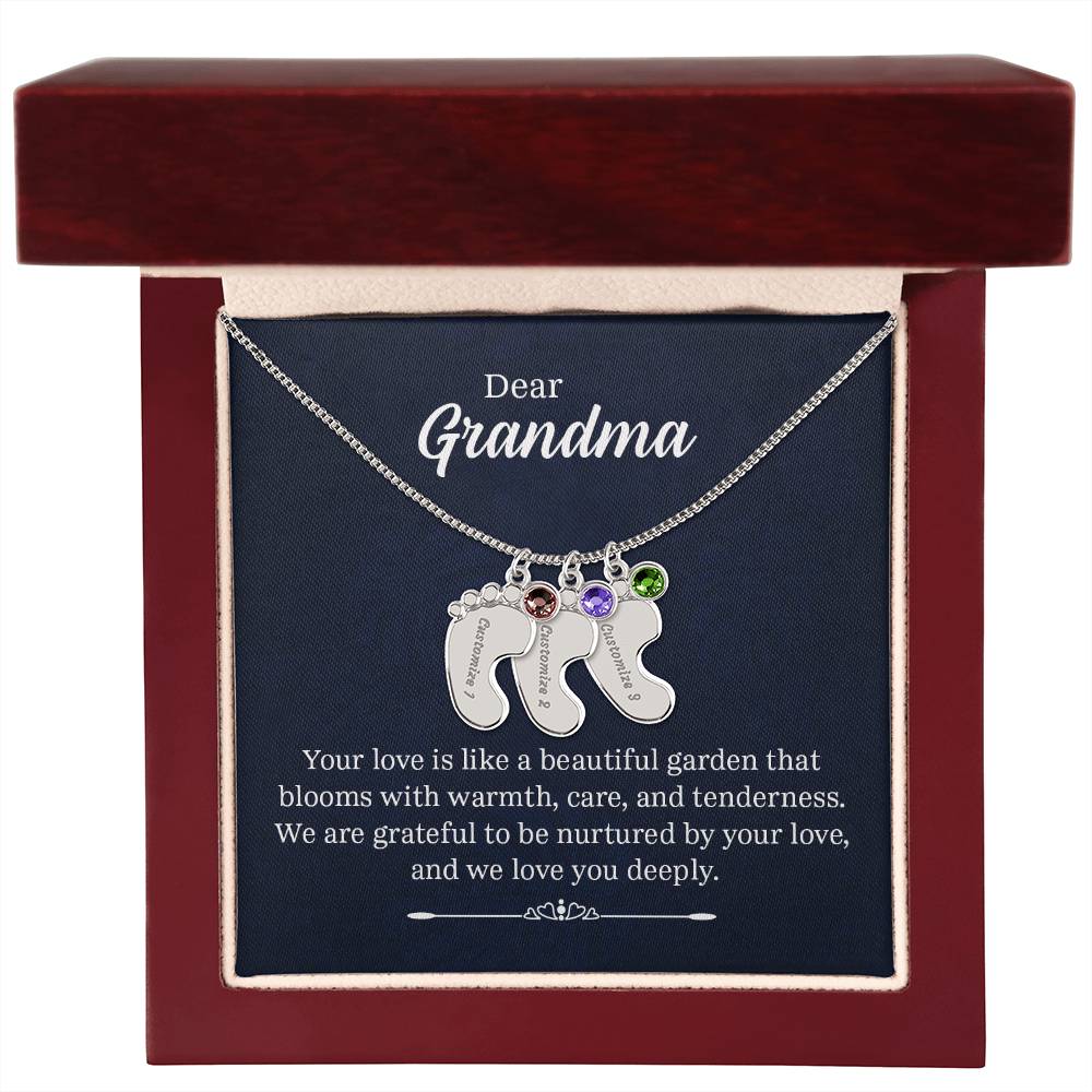 Grandma Baby Feet with birthstone and message card