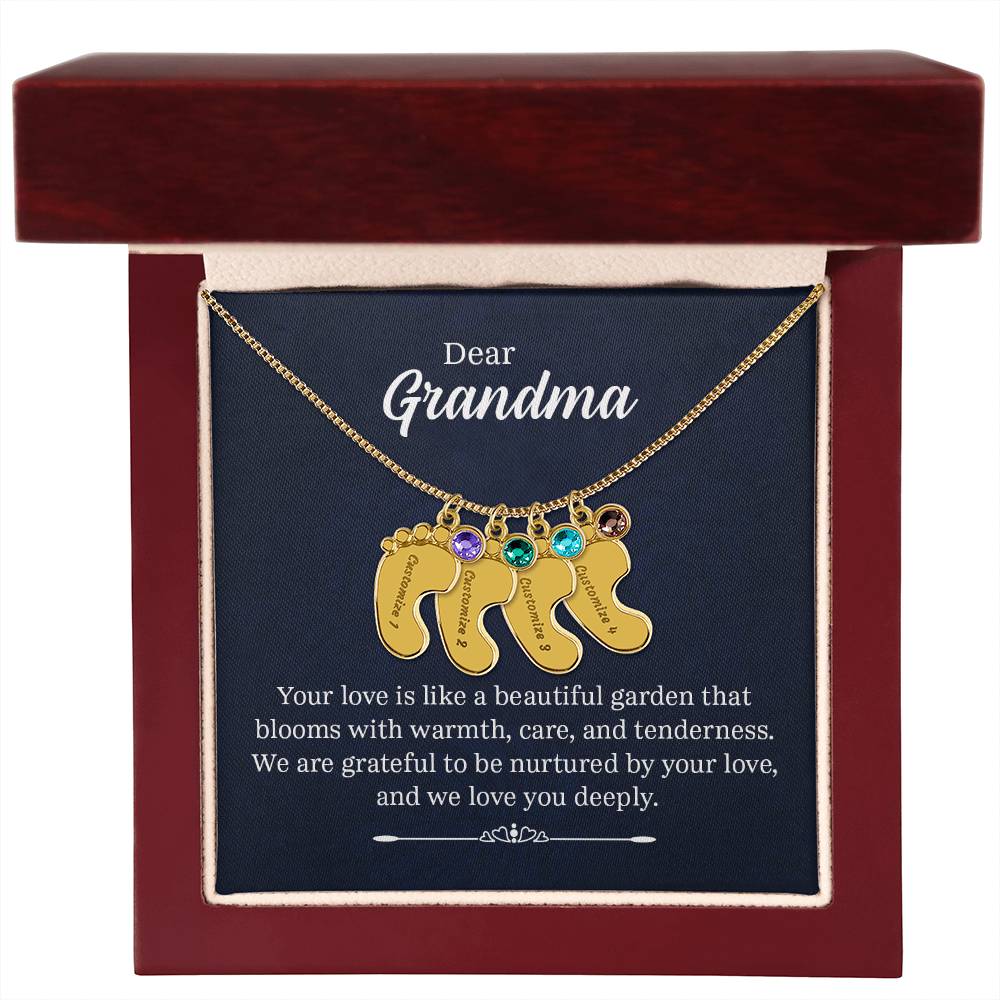 Grandma Baby Feet with birthstone and message card