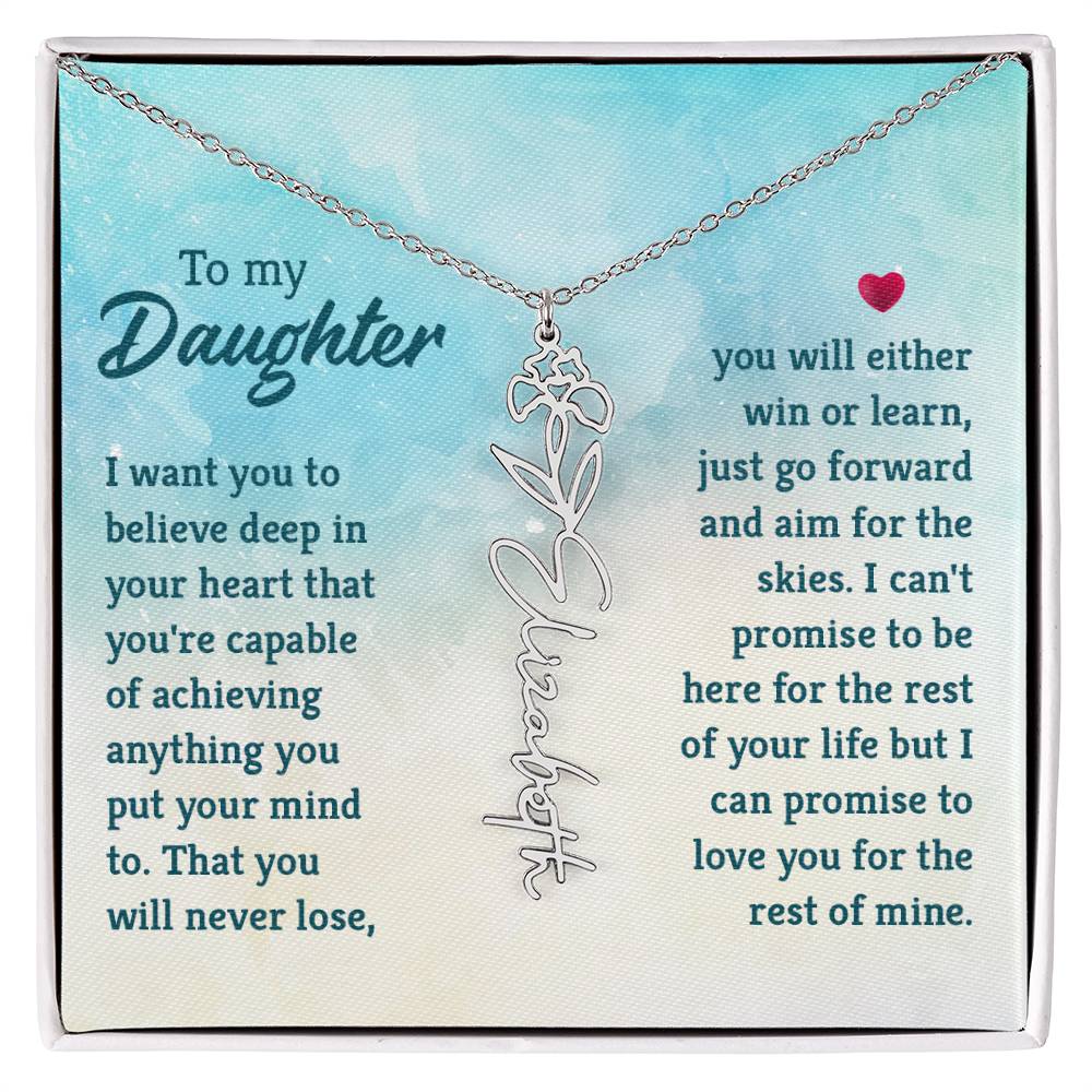 To My Daughter Custom Name Flower Necklace