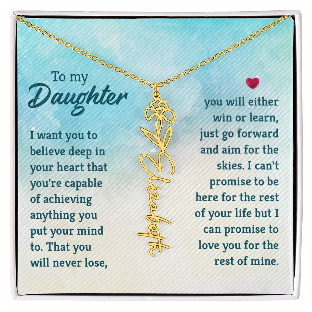 To My Daughter Custom Name Flower Necklace