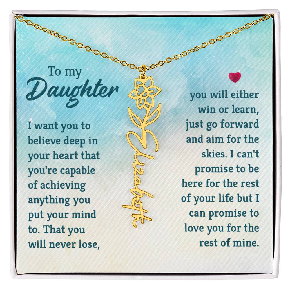 To My Daughter Custom Name Flower Necklace