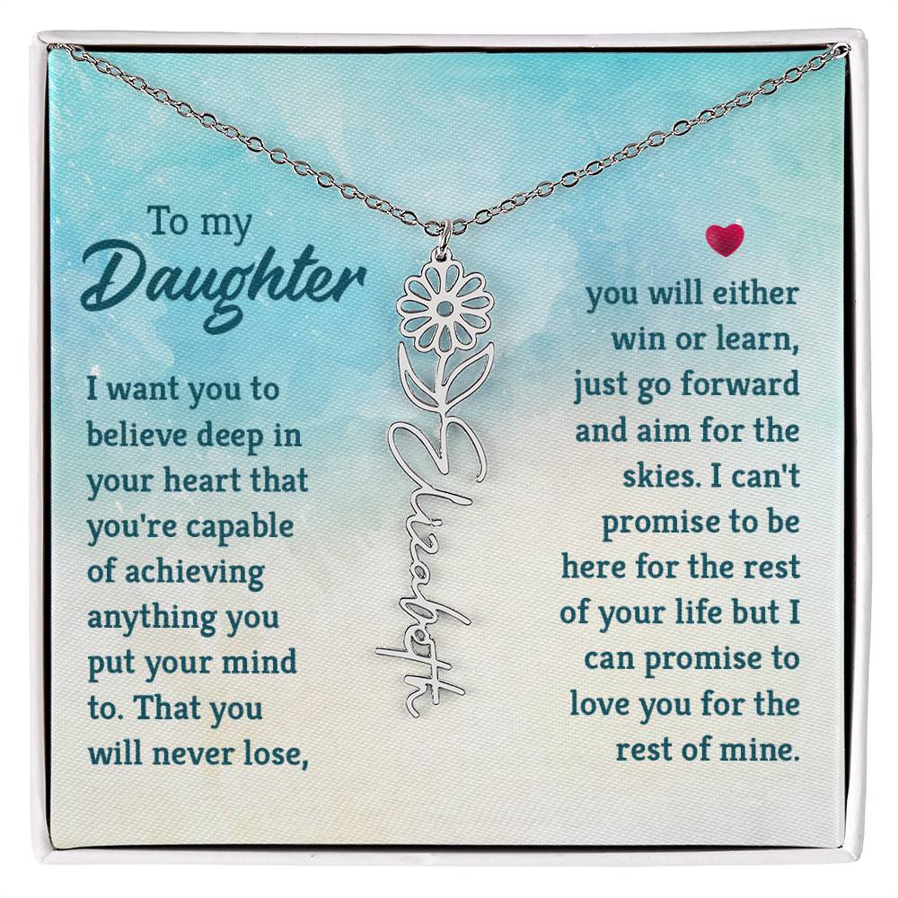 To My Daughter Custom Name Flower Necklace