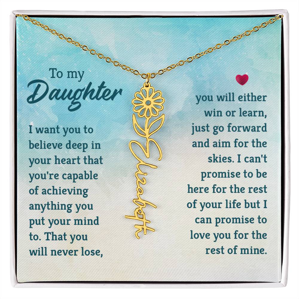 To My Daughter Custom Name Flower Necklace