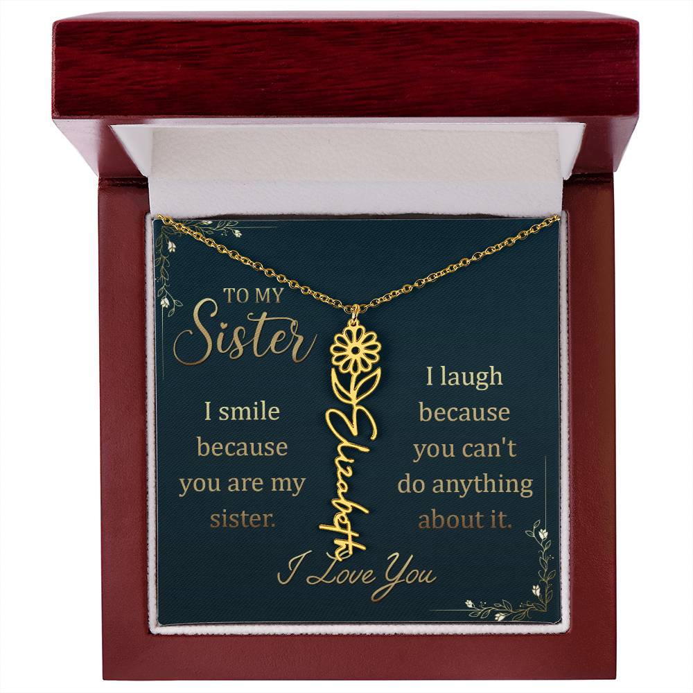 To My Sister Custom Flower Name Necklace