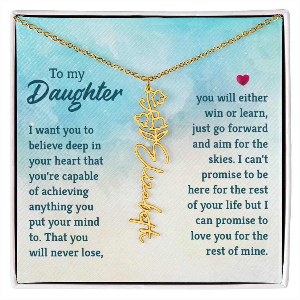 To My Daughter Custom Name Flower Necklace