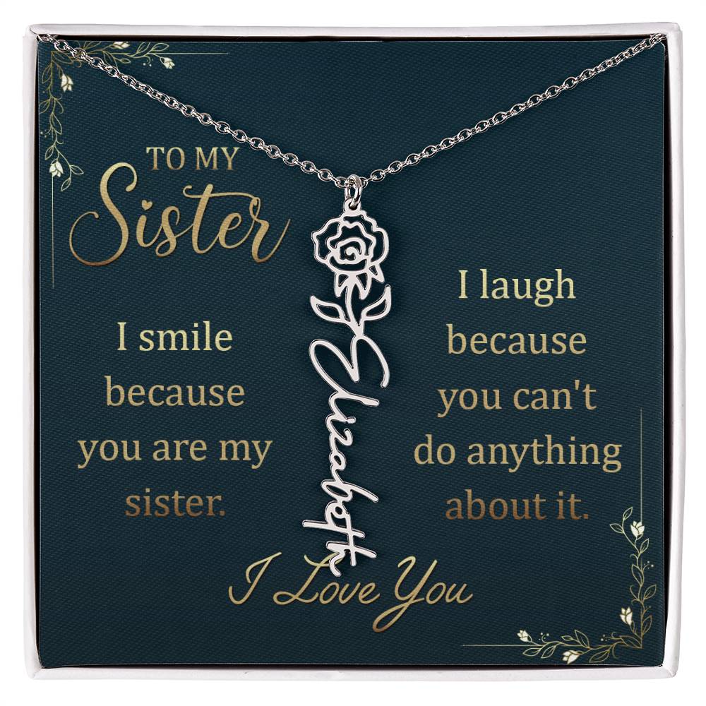 To My Sister Custom Flower Name Necklace