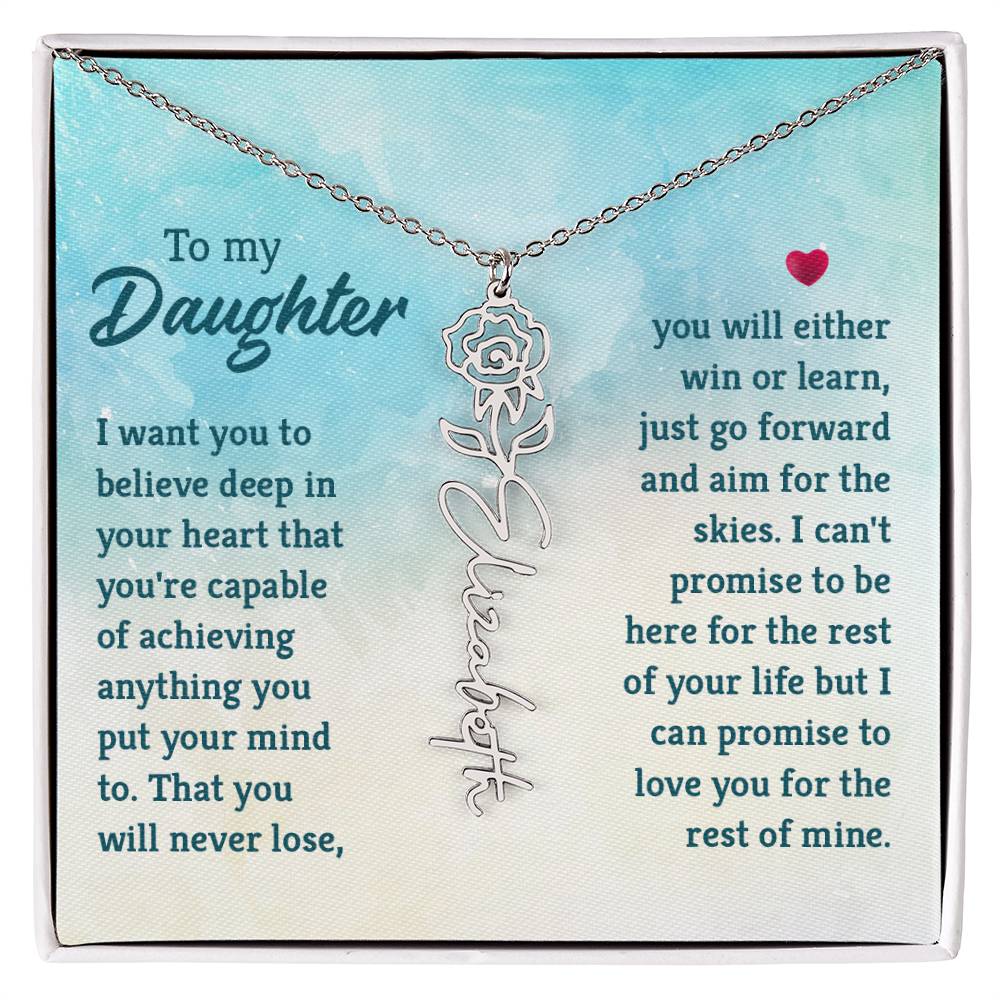 To My Daughter Custom Name Flower Necklace