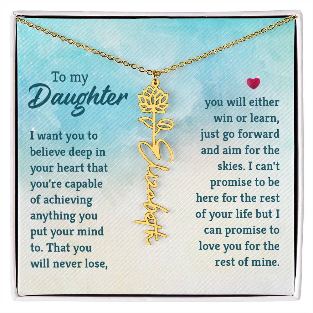 To My Daughter Custom Name Flower Necklace