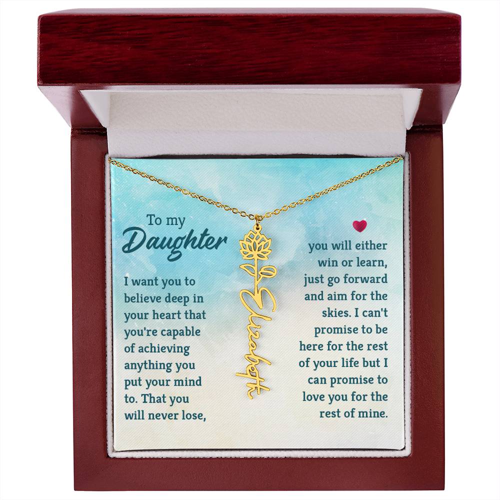 To My Daughter Custom Name Flower Necklace