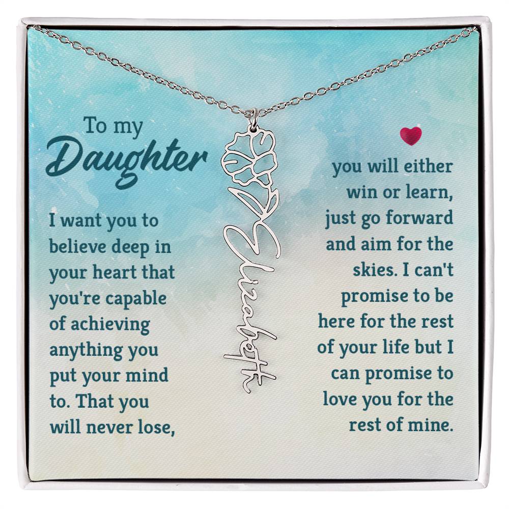 To My Daughter Custom Name Flower Necklace