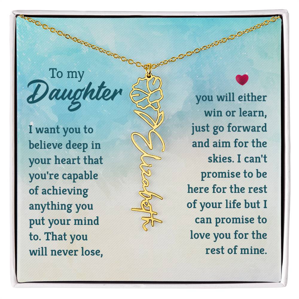 To My Daughter Custom Name Flower Necklace