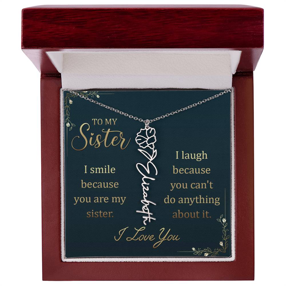 To My Sister Custom Flower Name Necklace