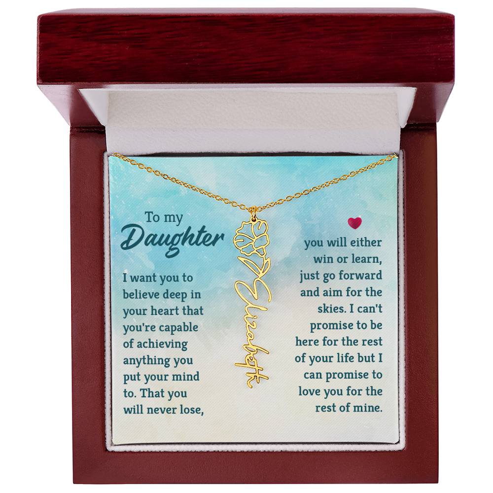 To My Daughter Custom Name Flower Necklace