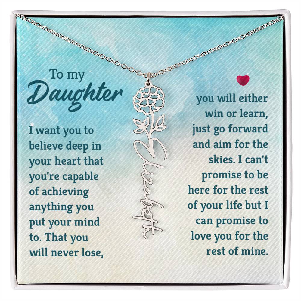 To My Daughter Custom Name Flower Necklace