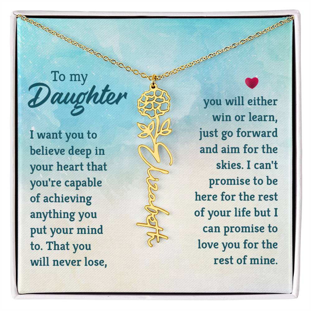 To My Daughter Custom Name Flower Necklace