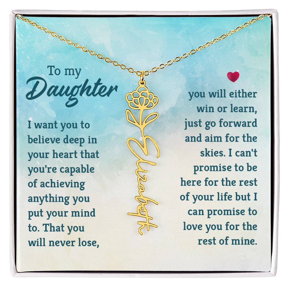 To My Daughter Custom Name Flower Necklace