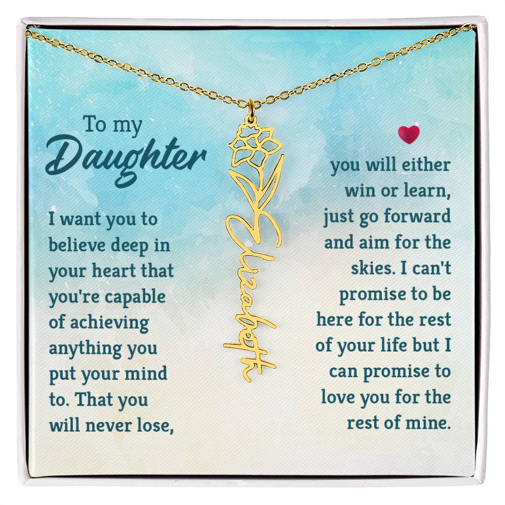 To My Daughter Custom Name Flower Necklace