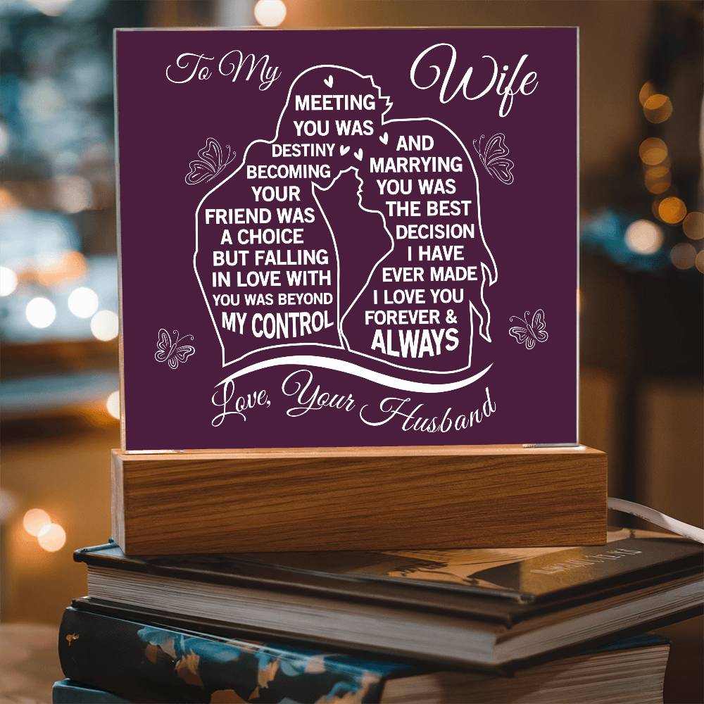 To My Wife Meeting You Was Destiny Acrylic Plaque