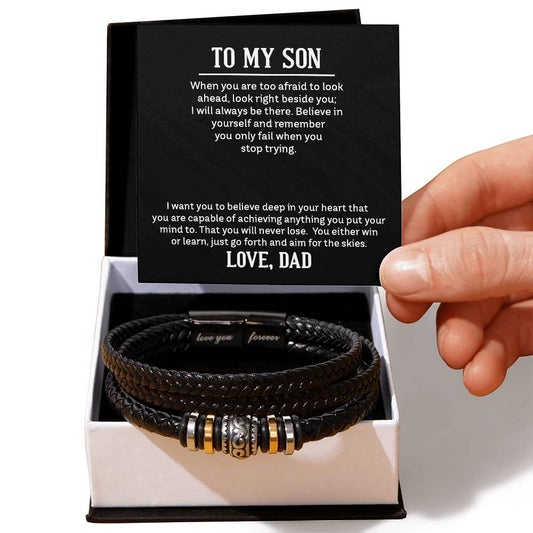 To My Son Love You Forever Bracelet with Message Card