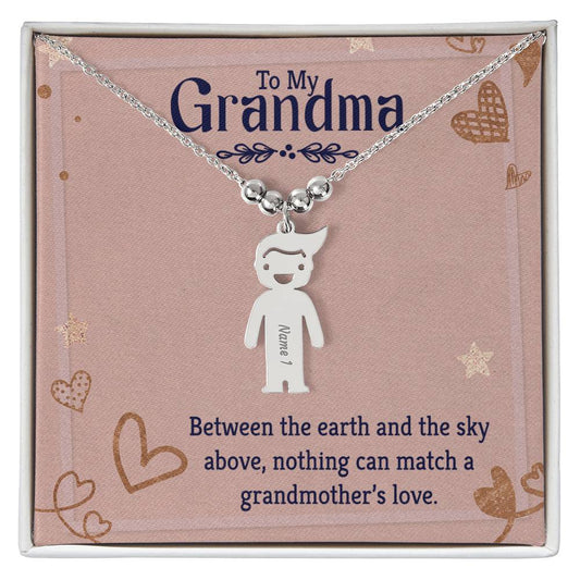 To My Grandma Kids Charm Necklace