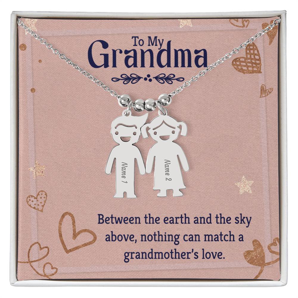 To My Grandma Kids Charm Necklace