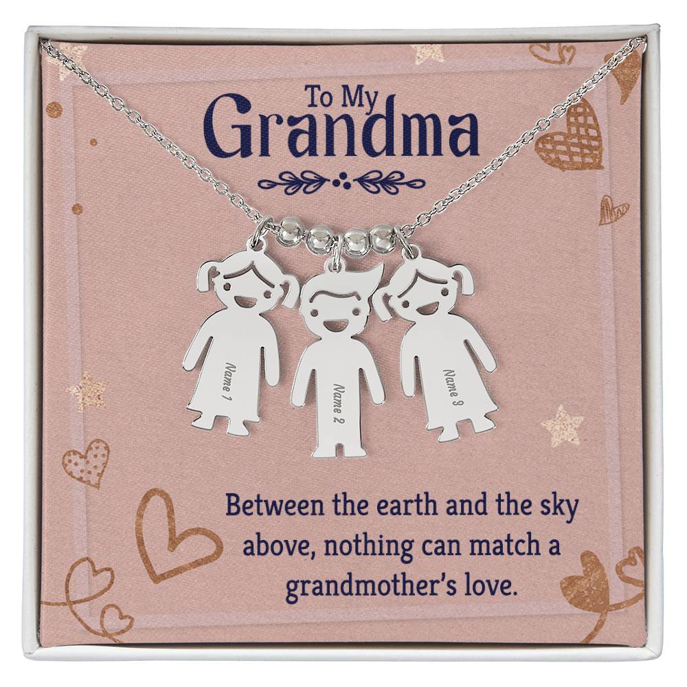 To My Grandma Kids Charm Necklace