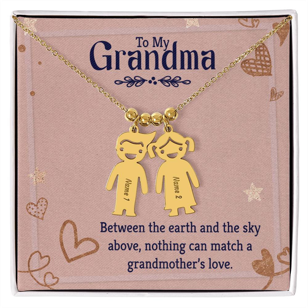 To My Grandma Kids Charm Necklace