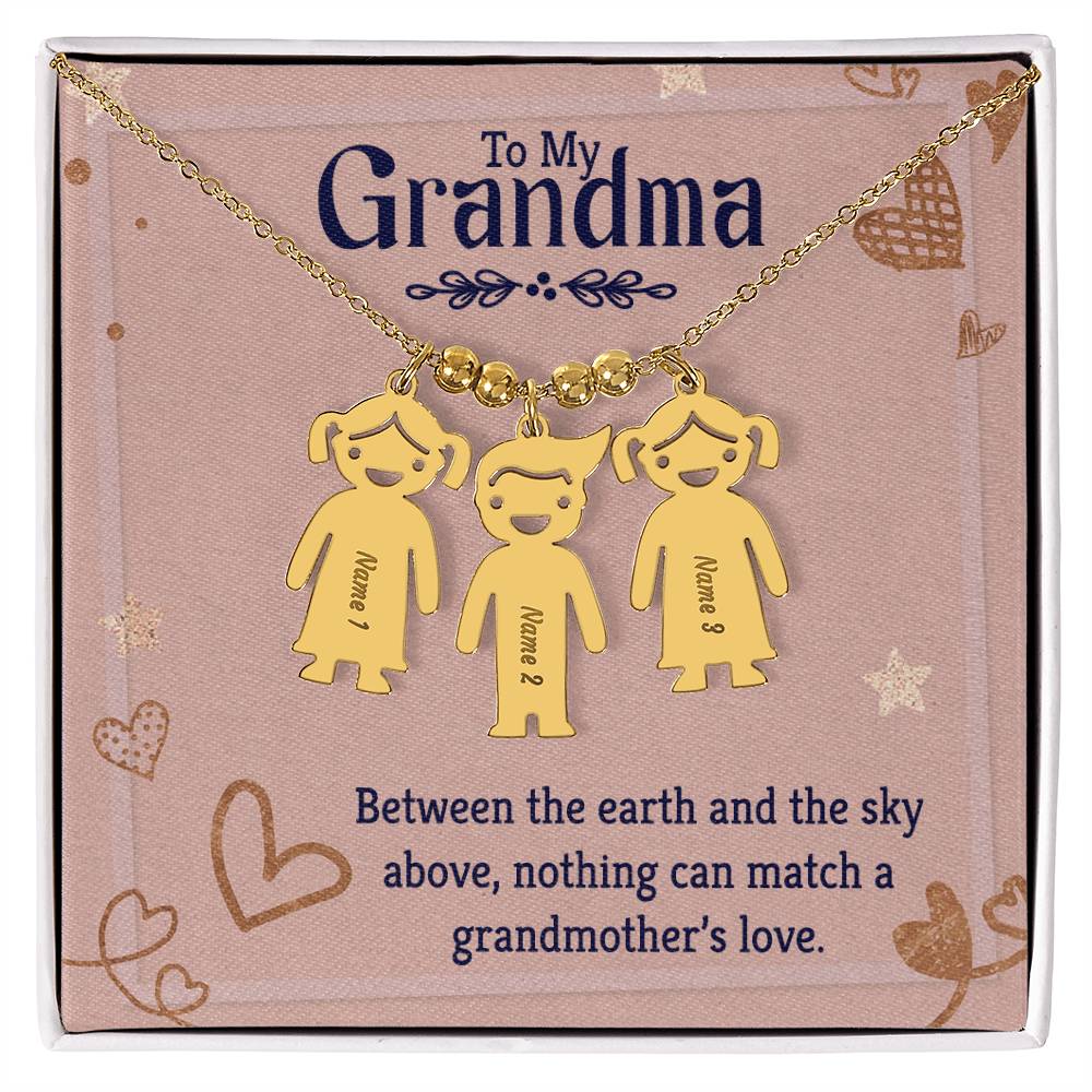 To My Grandma Kids Charm Necklace