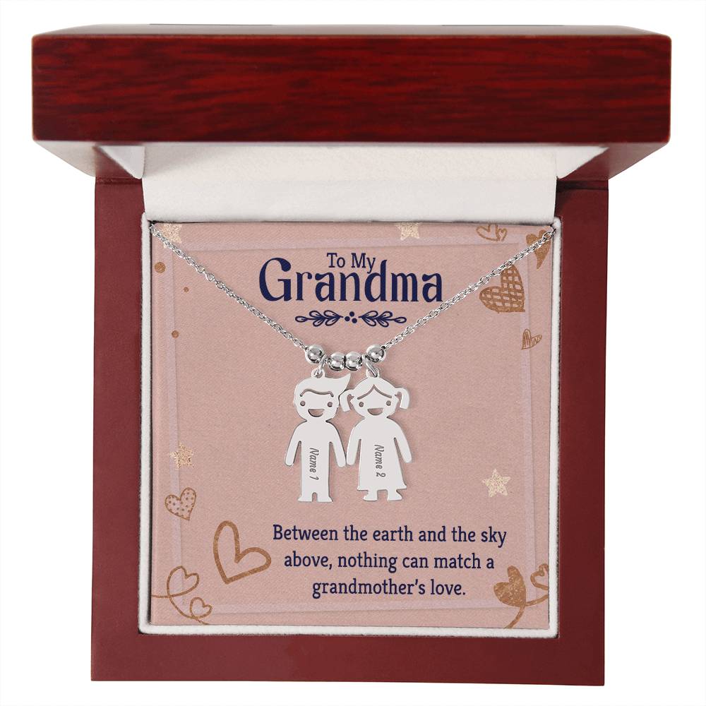 To My Grandma Kids Charm Necklace