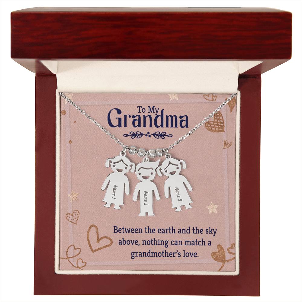 To My Grandma Kids Charm Necklace