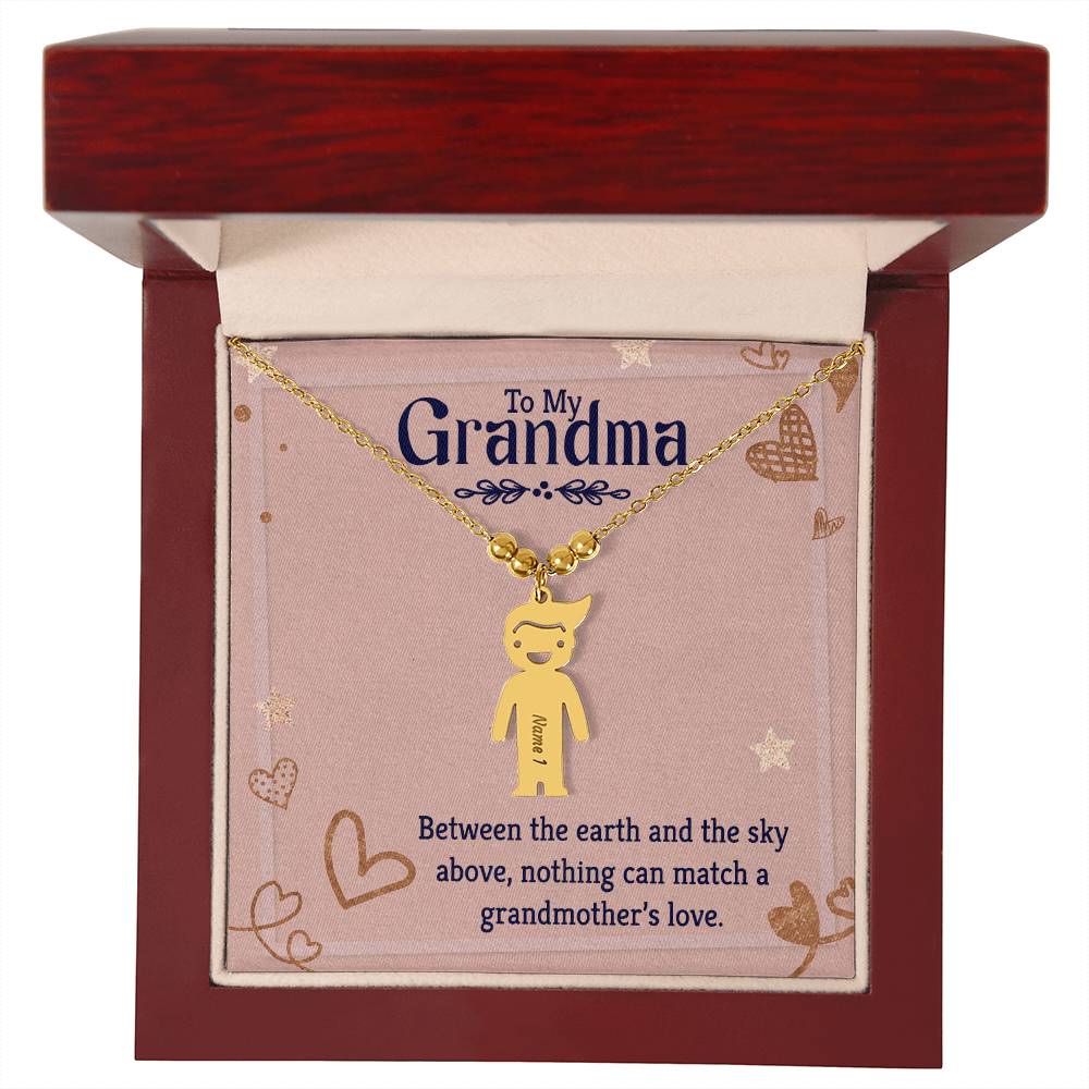 To My Grandma Kids Charm Necklace