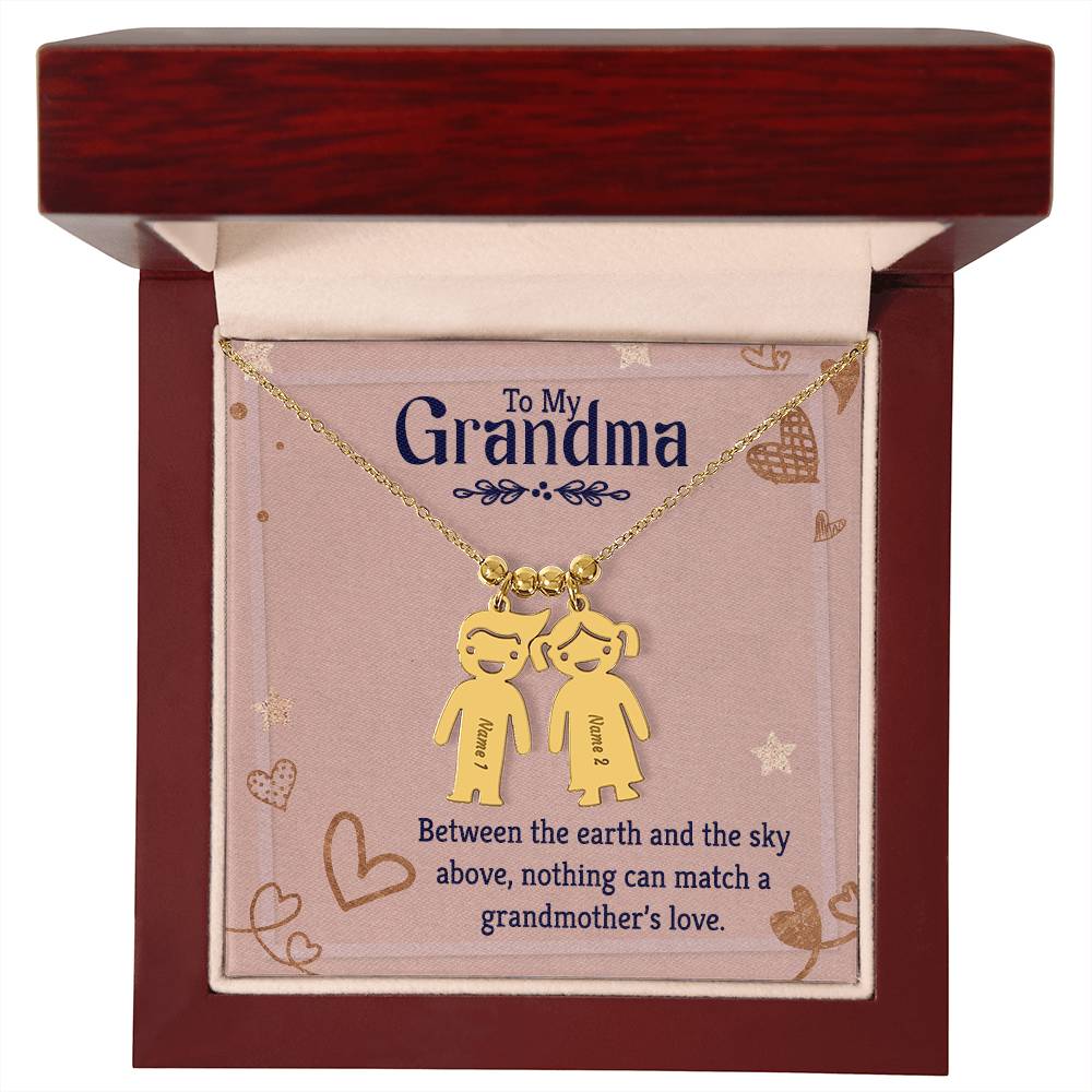 To My Grandma Kids Charm Necklace