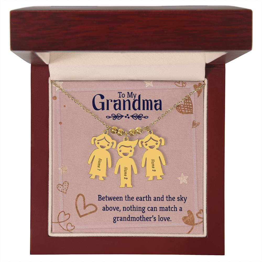 To My Grandma Kids Charm Necklace