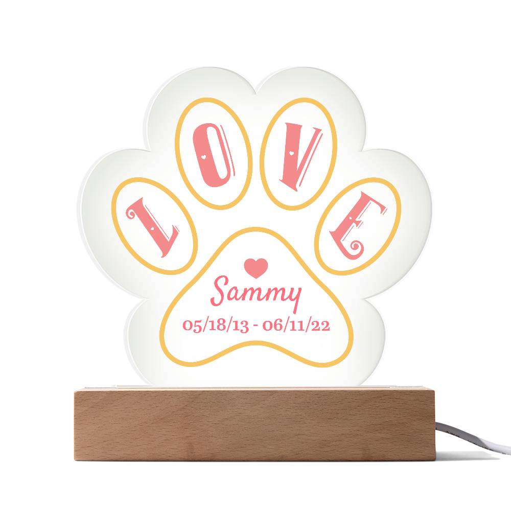 Love Memorial Paw Print Acrylic Plaque