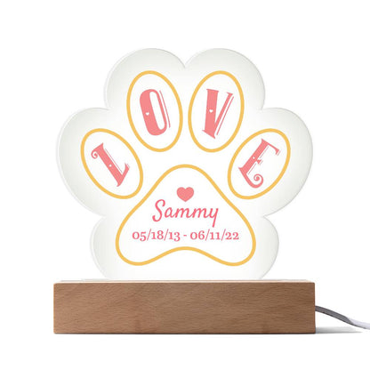 Love Memorial Paw Print Acrylic Plaque