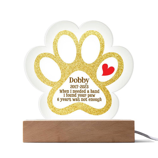 Memorial Paw Print Acrylic Plaque