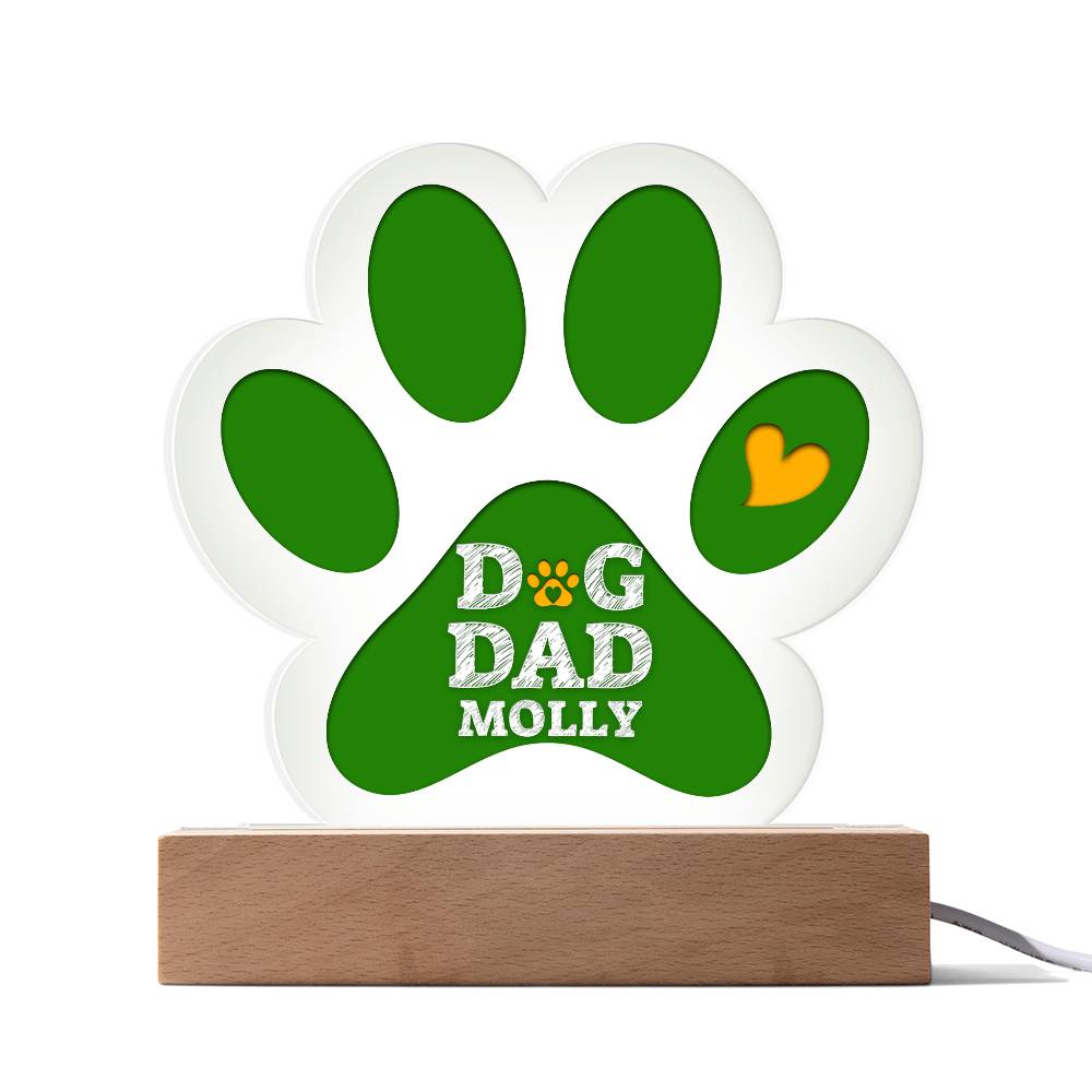 Dog Dad Paw Print Acrylic Plaque