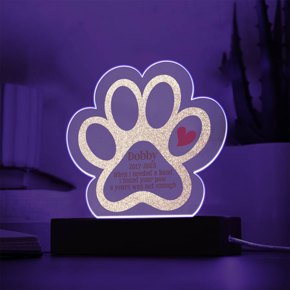 Memorial Paw Print Acrylic Plaque