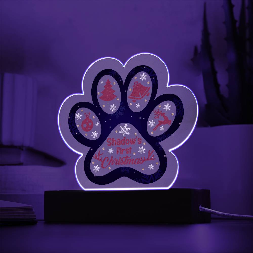 Christmas Paw Print Acrylic Plaque