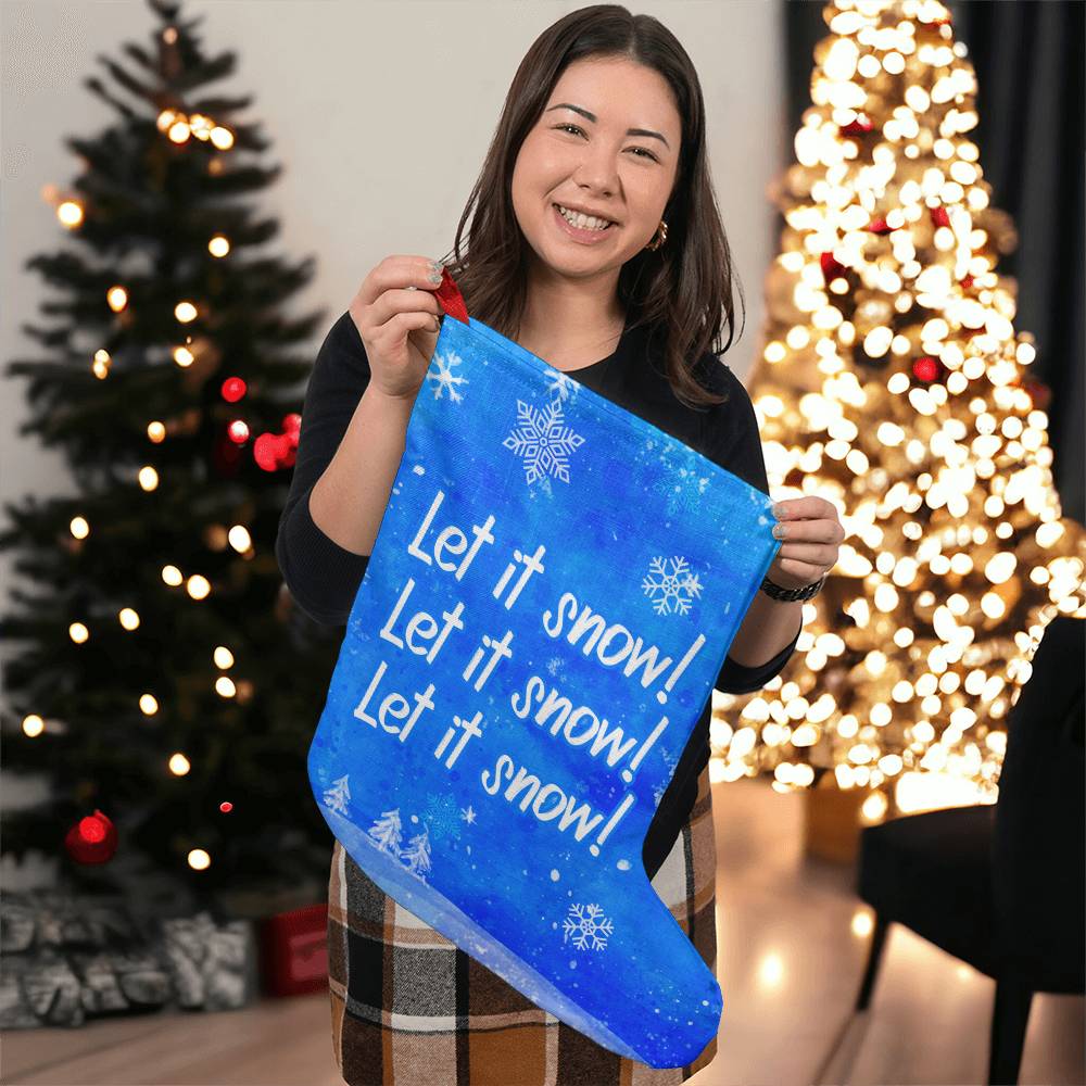 Let It Snow! Festive Blue Stocking with Snowflakes