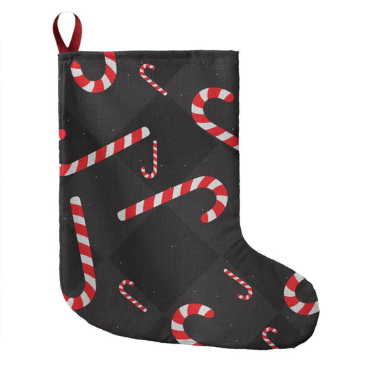 Chic Holiday Stocking: Candy Cane Delight on Black